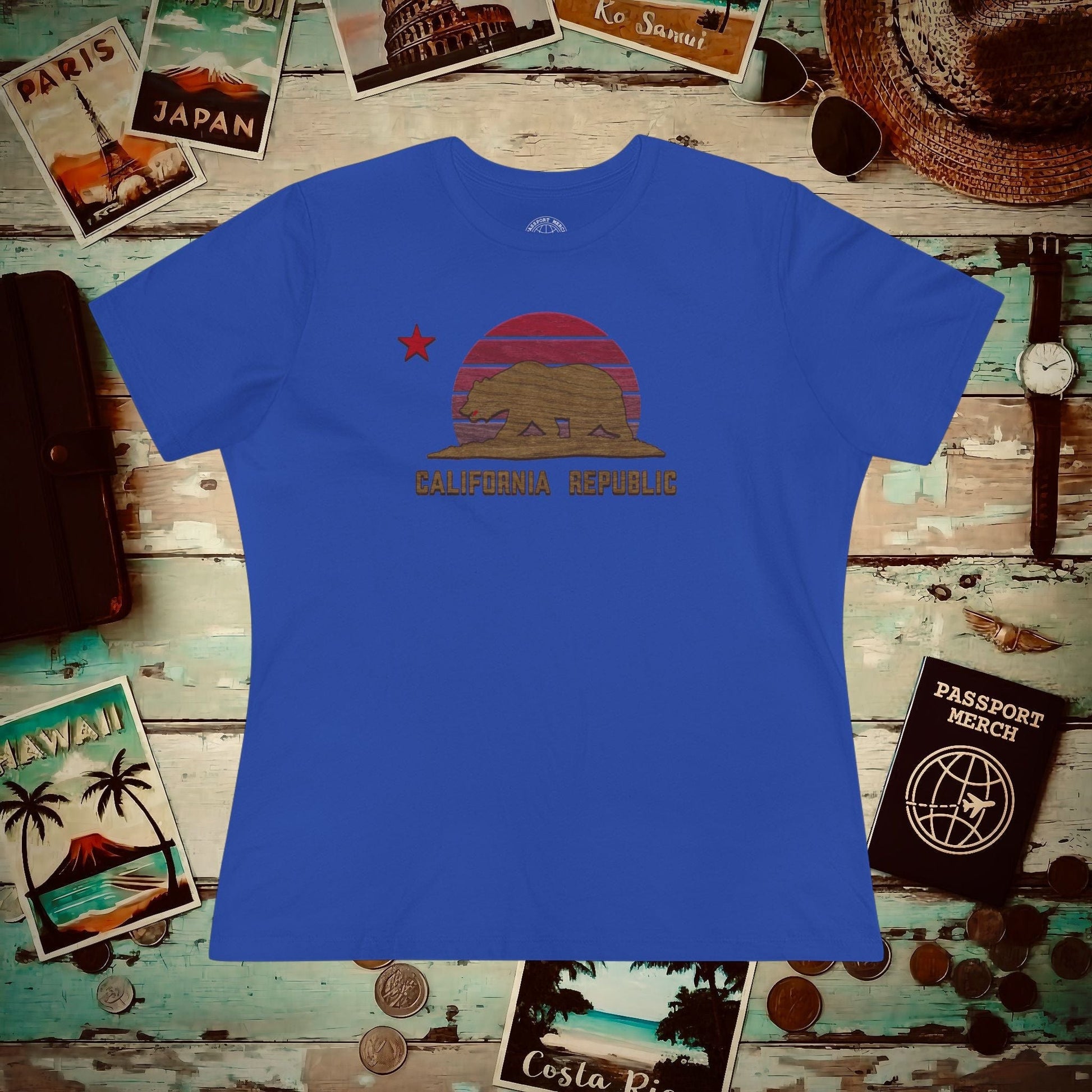 Woodworked Flag of California, Womens Fit T-Shirt True Royal / S