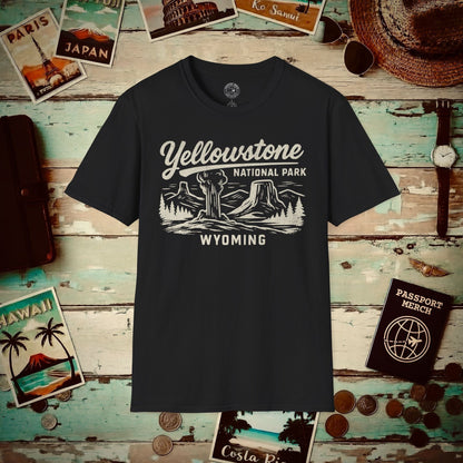 Yellowstone National Park Vintage Monochrome, Wyoming T-Shirt Black / S
