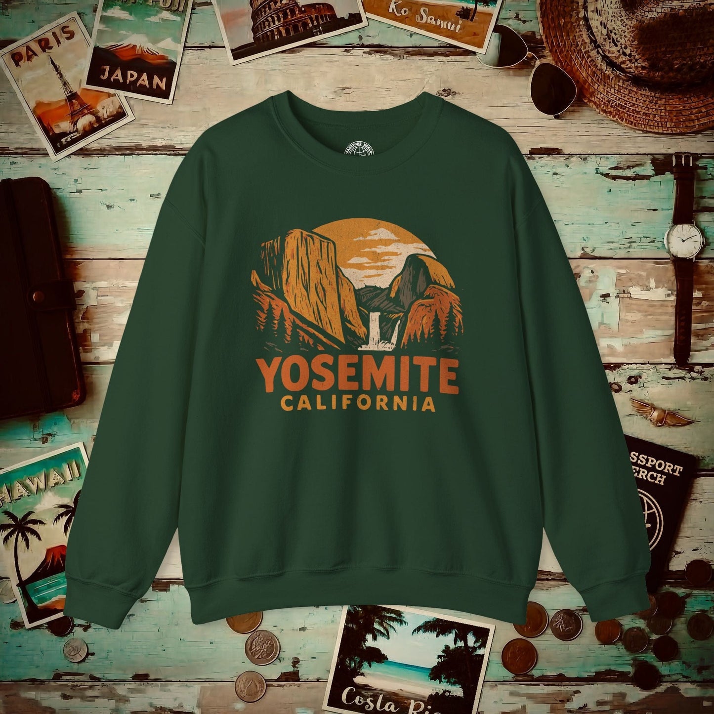 Yosemite, California - 80's Vintage Crewneck Forest Green / S