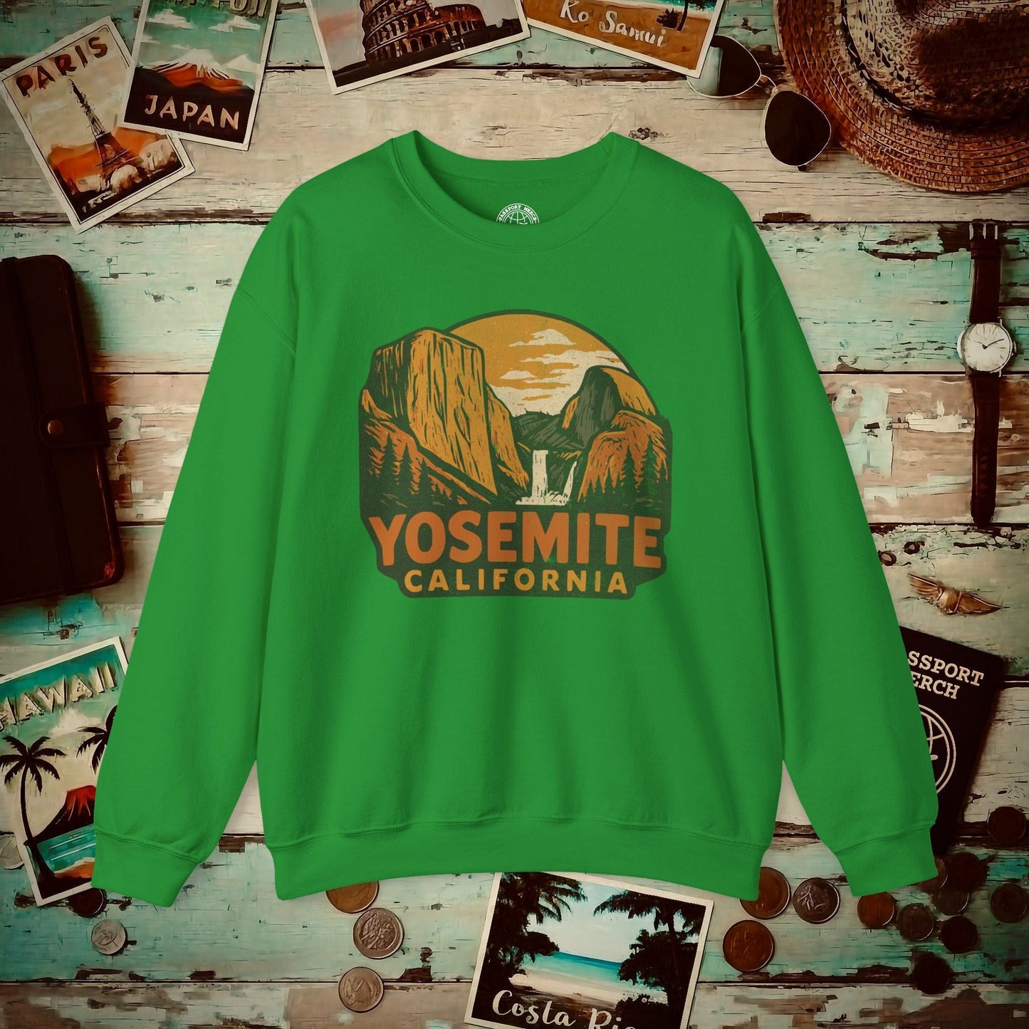 Yosemite, California - 80's Vintage Crewneck Irish Green / S