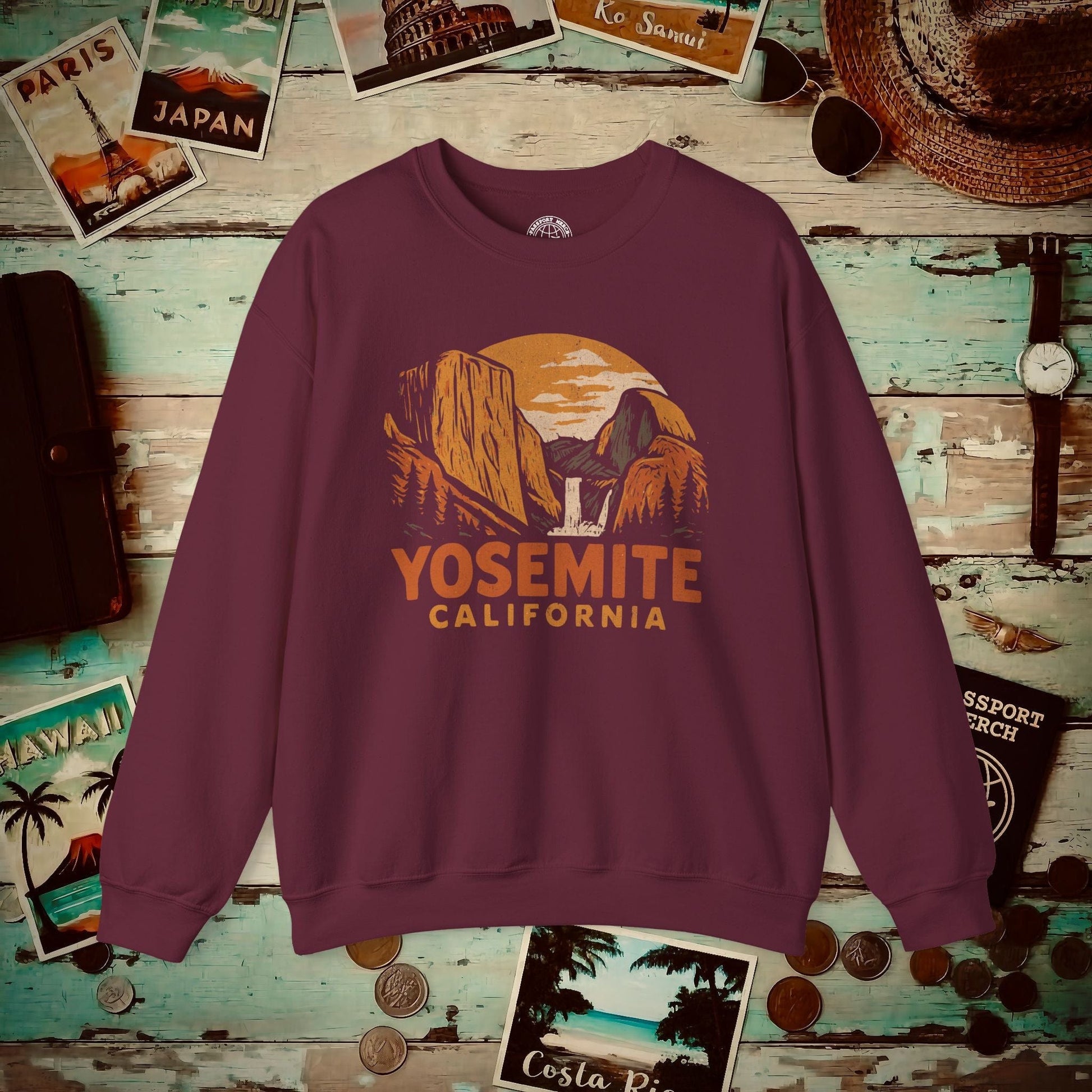 Yosemite, California - 80's Vintage Crewneck Maroon / S