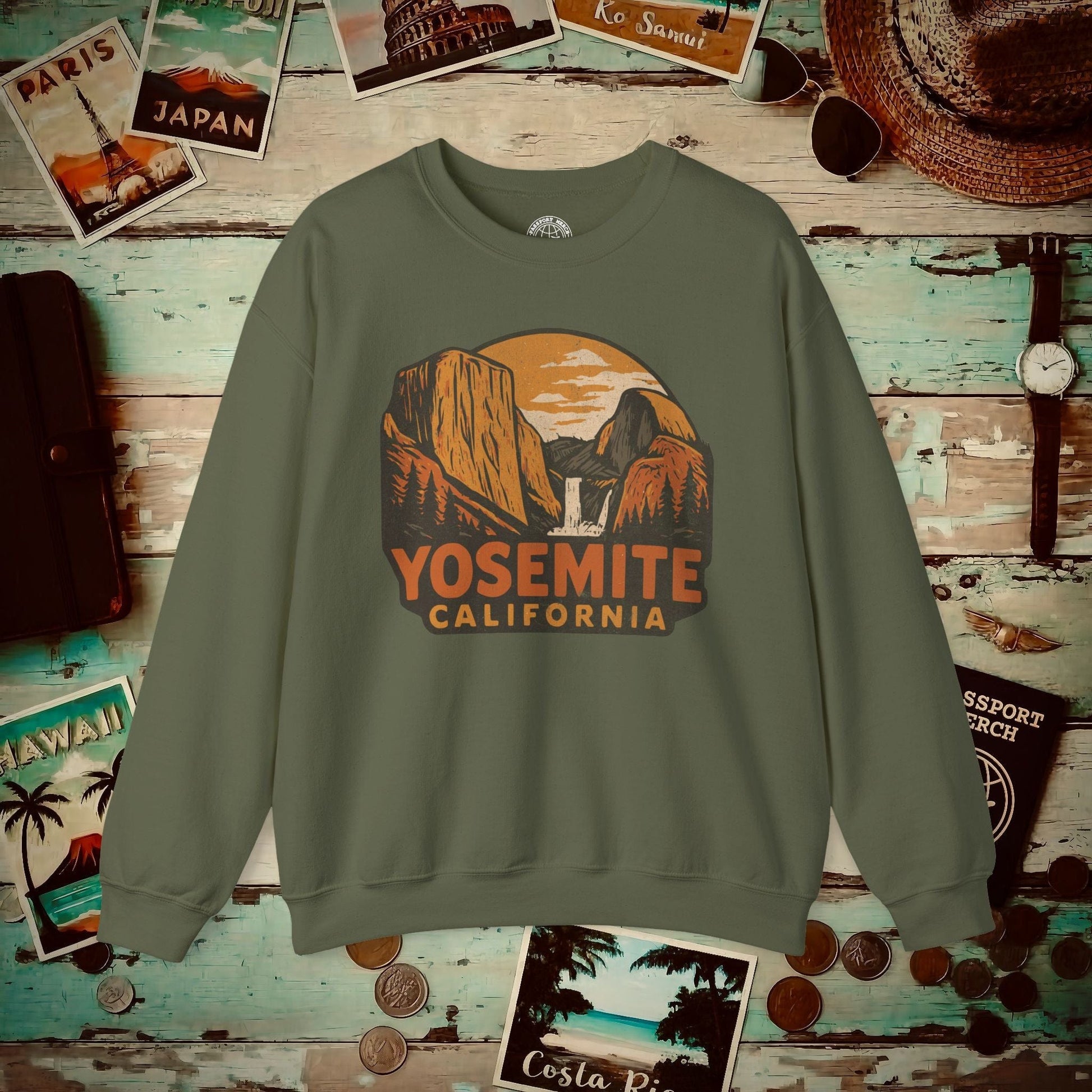 Yosemite, California - 80's Vintage Crewneck Military Green / S