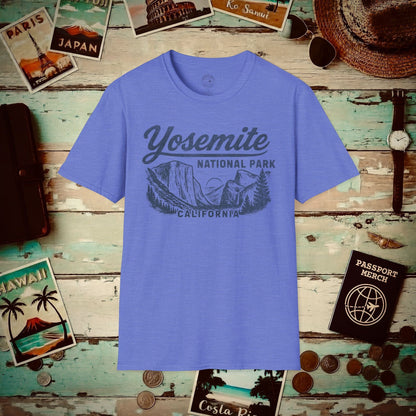 Yosemite National Park Vintage Monochrome, California T-Shirt Heather Royal / S