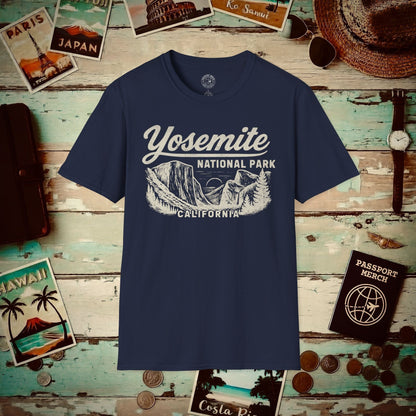 Yosemite National Park Vintage Monochrome, California T-Shirt Navy / S