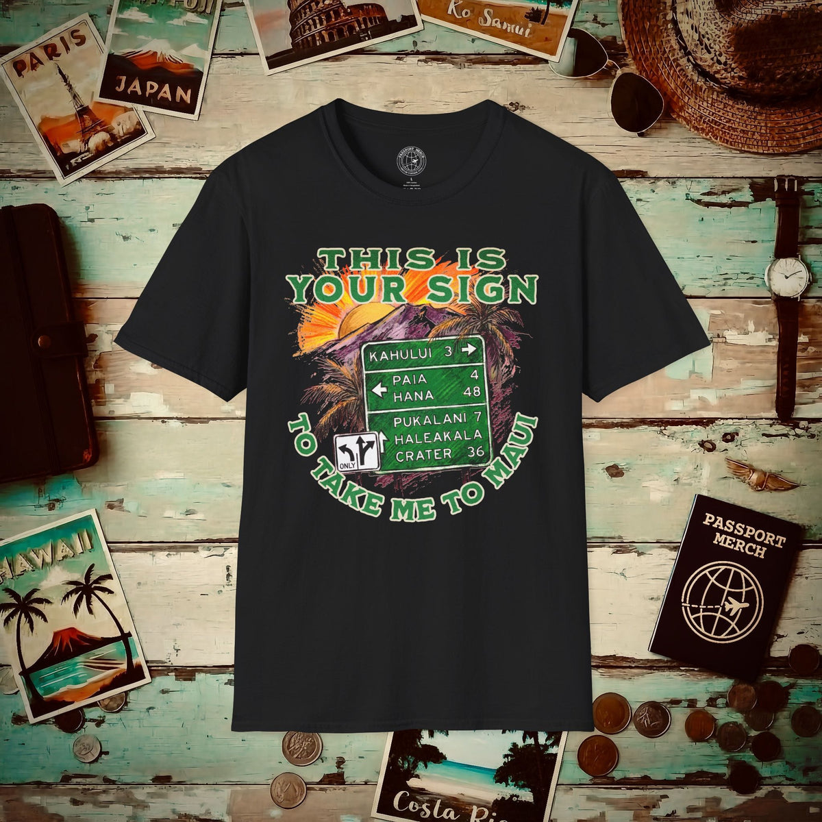 Your Sign to Take Me to Maui, Hawaii T-Shirt Black / S