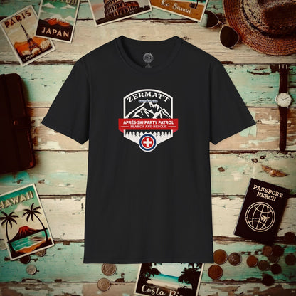 Zermatt Après-Ski Party Patrol Switzerland T-Shirt Black / S