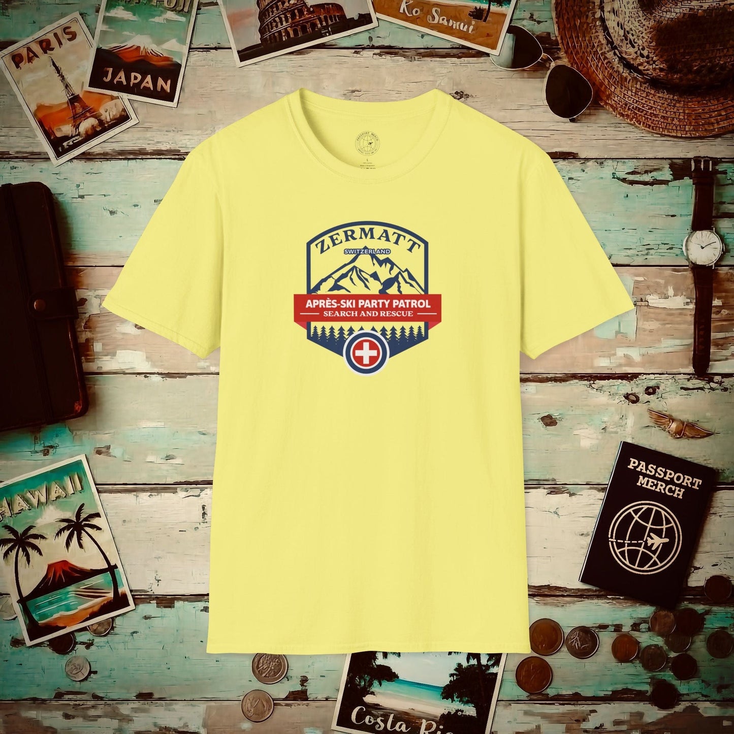 Zermatt Après-Ski Party Patrol Switzerland T-Shirt Cornsilk / S