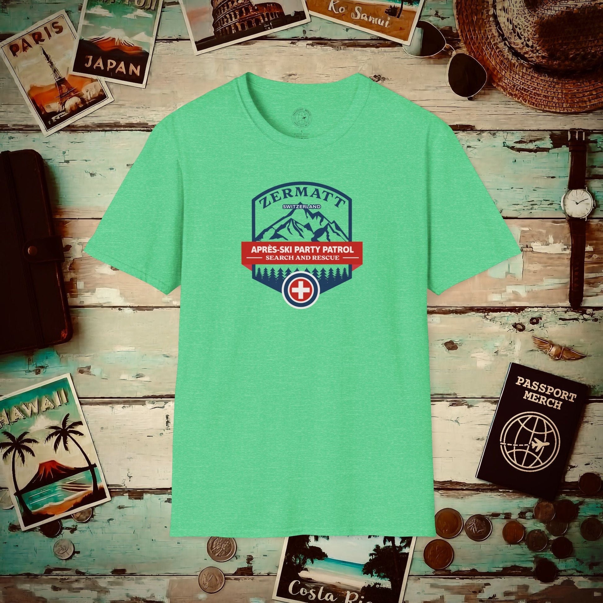 Zermatt Après-Ski Party Patrol Switzerland T-Shirt Heather Irish Green / S