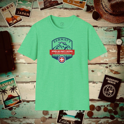 Zermatt Après-Ski Party Patrol Switzerland T-Shirt Heather Irish Green / S