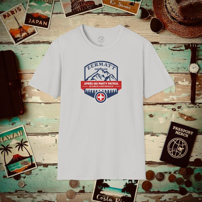 Zermatt Après-Ski Party Patrol Switzerland T-Shirt Ice Grey / S