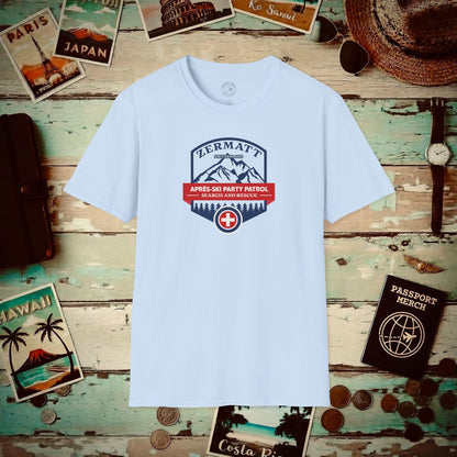 Zermatt Après-Ski Party Patrol Switzerland T-Shirt Light Blue / S