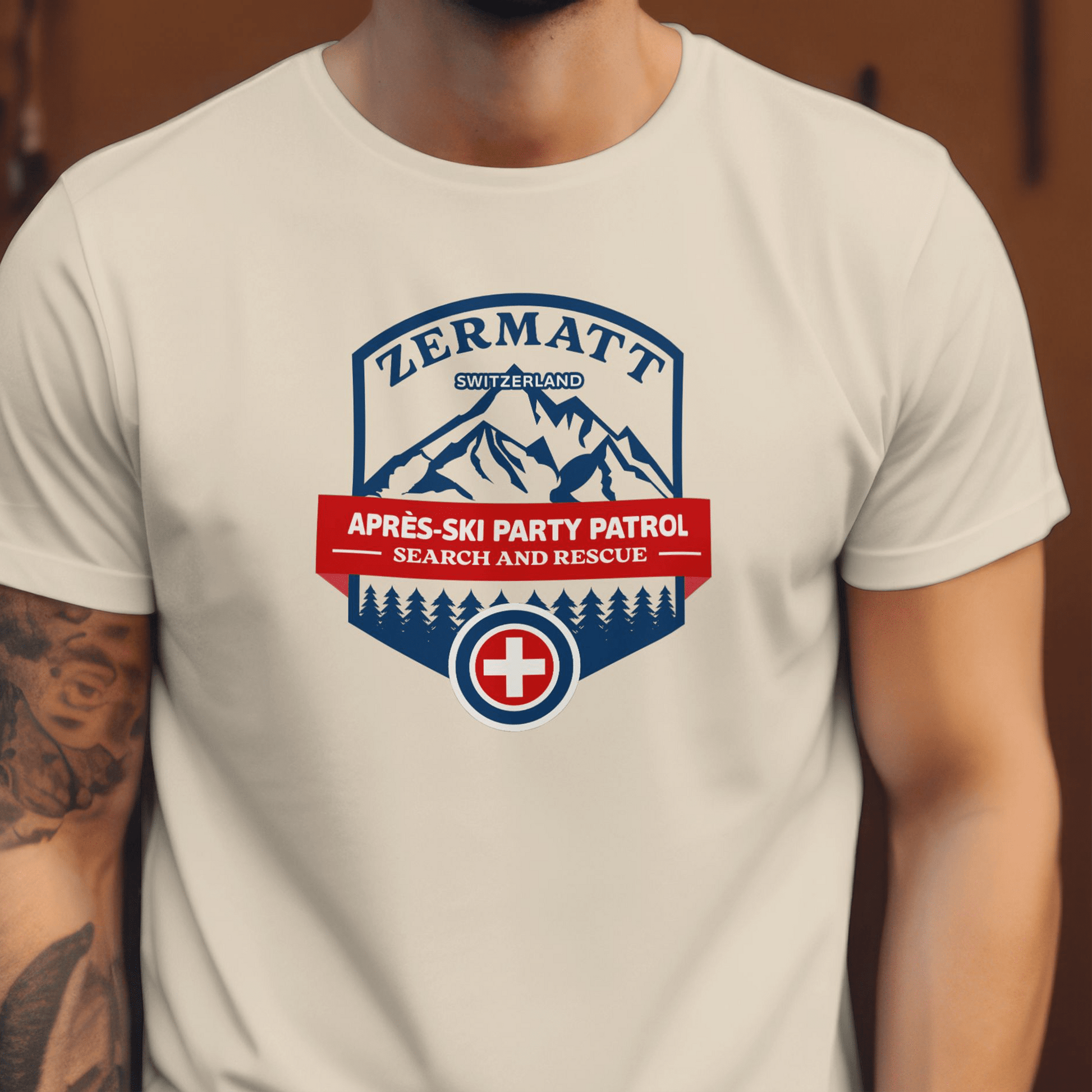 Zermatt Après-Ski Party Patrol Switzerland T-Shirt Sand / S