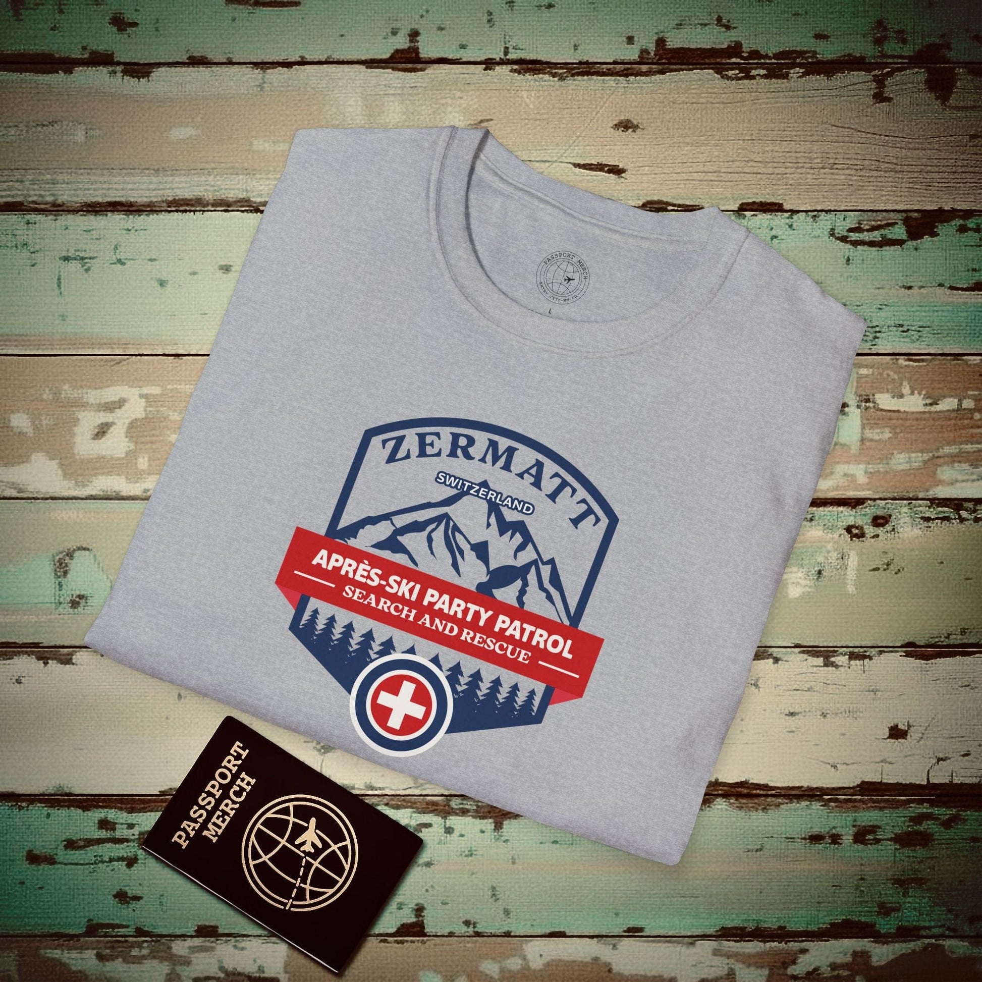 Zermatt Après-Ski Party Patrol Switzerland T-Shirt Sport Grey / S