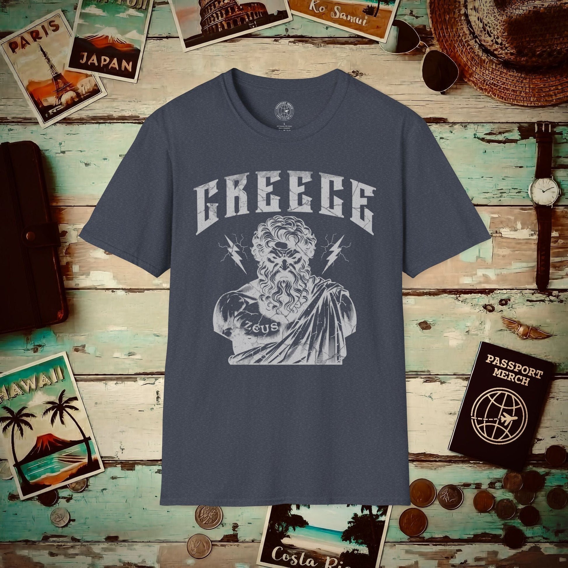 Zeus Greece T-Shirt Heather Navy / S
