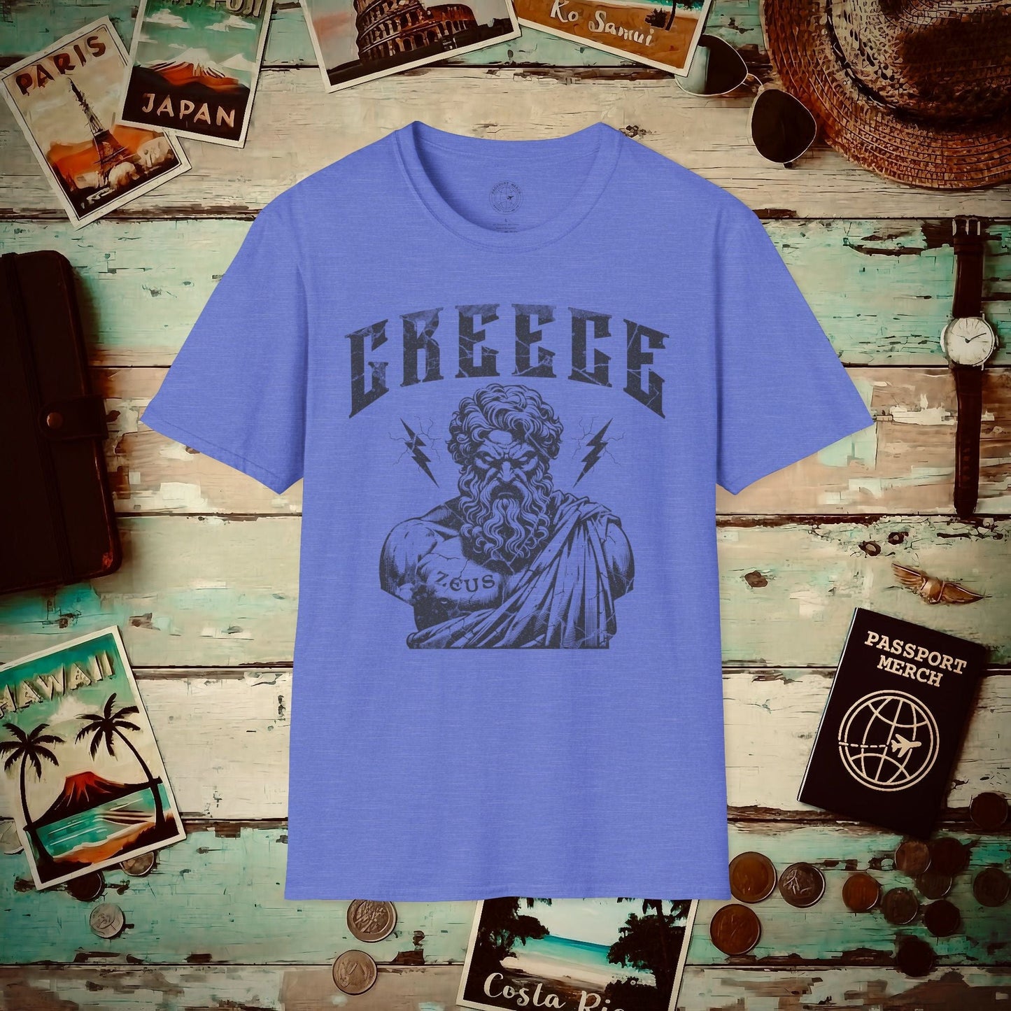 Zeus Greece T-Shirt Heather Royal / S