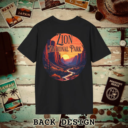 Zion National Park, Utah, Back Print T-Shirt Black / S