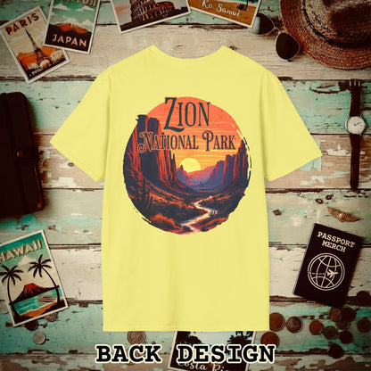 Zion National Park, Utah, Back Print T-Shirt Cornsilk / S