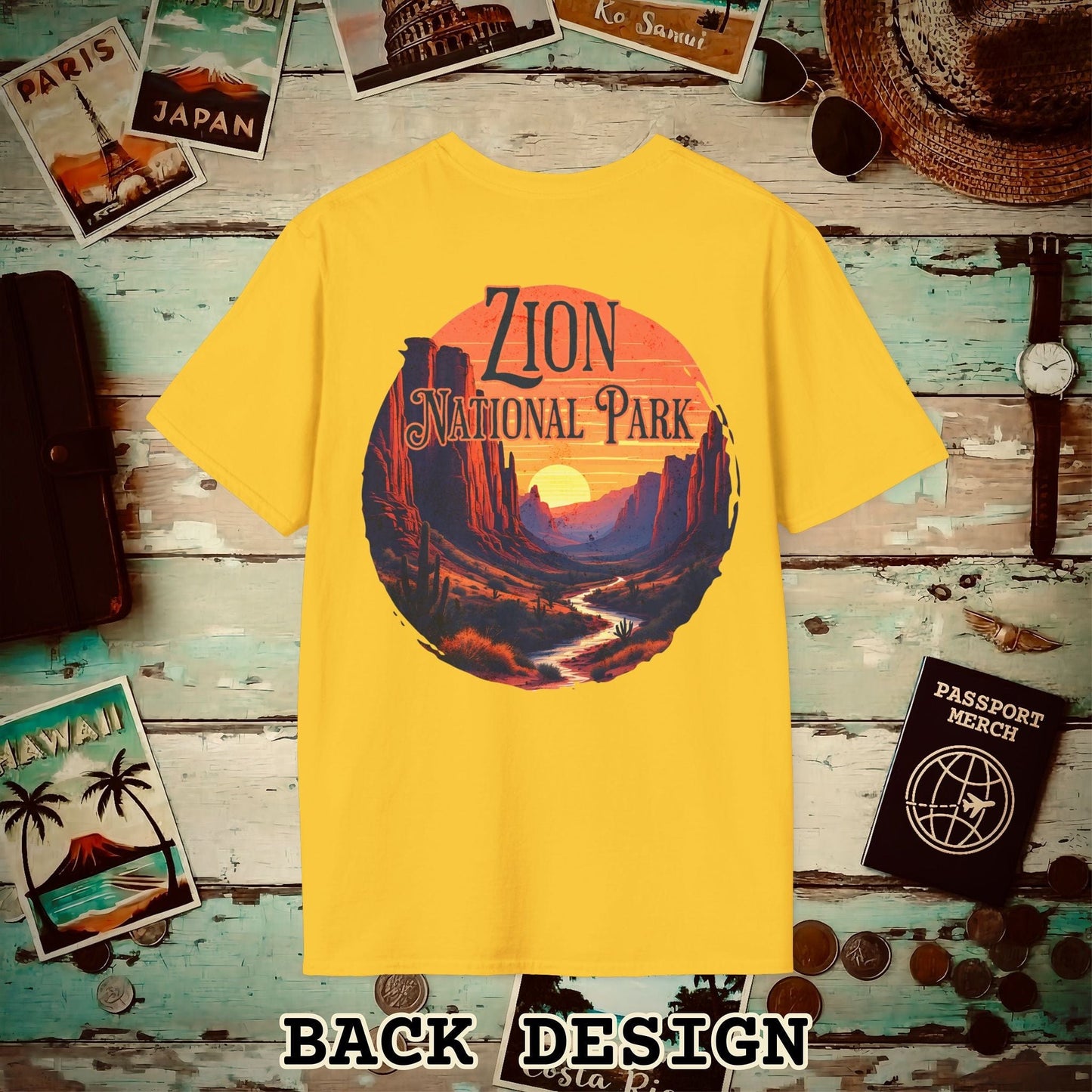 Zion National Park, Utah, Back Print T-Shirt Daisy / S