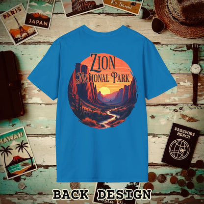 Zion National Park, Utah, Back Print T-Shirt Sapphire / S