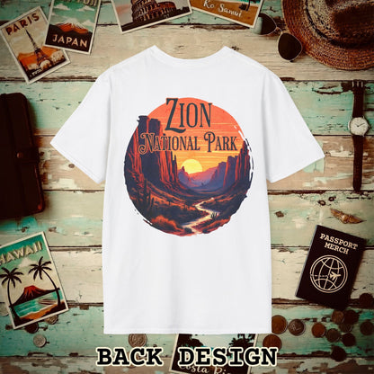 Zion National Park, Utah, Back Print T-Shirt White / S