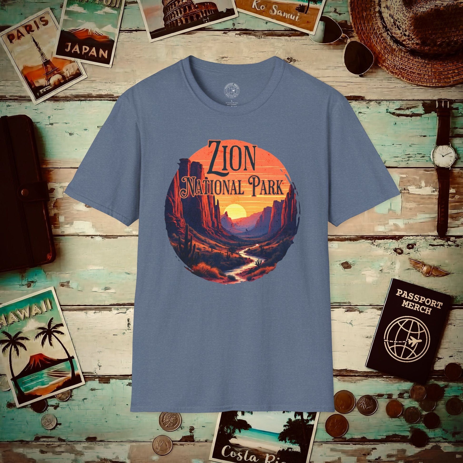 Zion National Park, Utah T-Shirt Heather Indigo / S