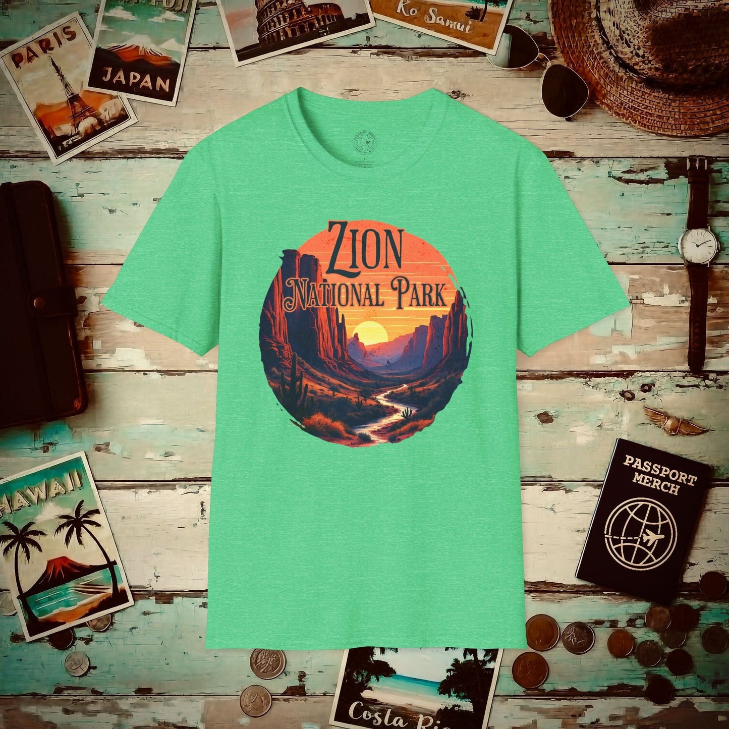 Zion National Park, Utah T-Shirt Heather Irish Green / S