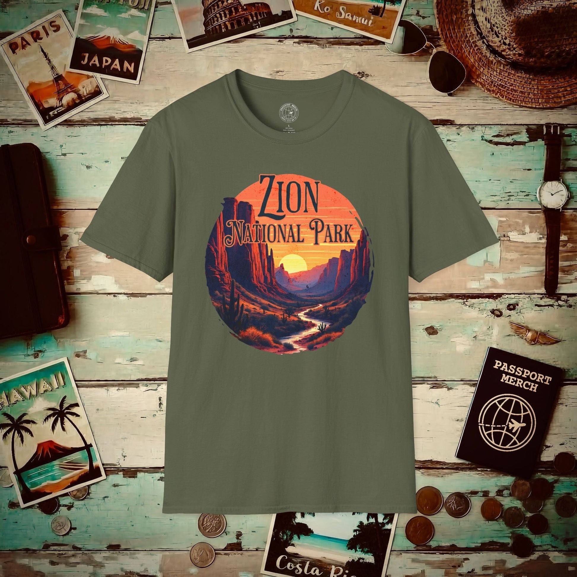 Zion National Park, Utah T-Shirt Military Green / S