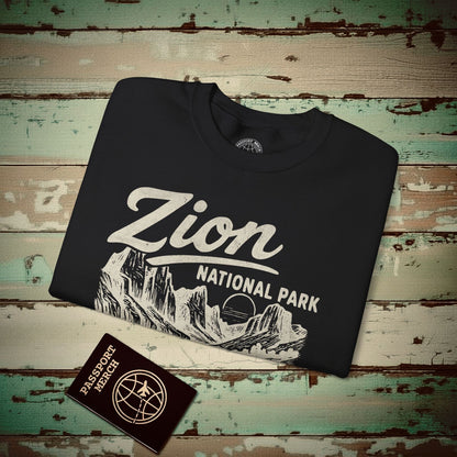 Zion National Park Vintage Monochrome, Utah Crewneck Black / S