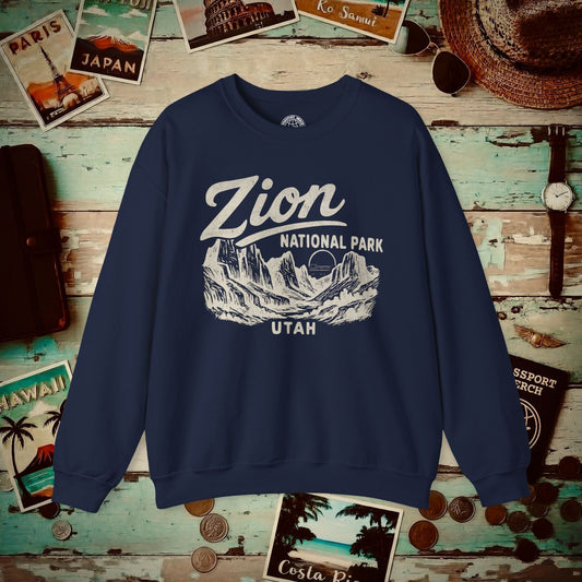 Zion National Park Vintage Monochrome, Utah Crewneck Navy / S